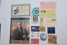 NRA Ephemera Lot Attendance Certificate Decals Membership Cards 1960 Heston
