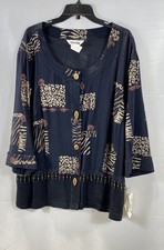 Vintage 90s Piccalino Woman Jacket Black Animal Print Beaded NWT Sz 24W