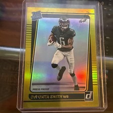 2021 Donruss DeVonta Smith GOLD Press Proof Premium #261 Rated Rookie card. rookie card picture