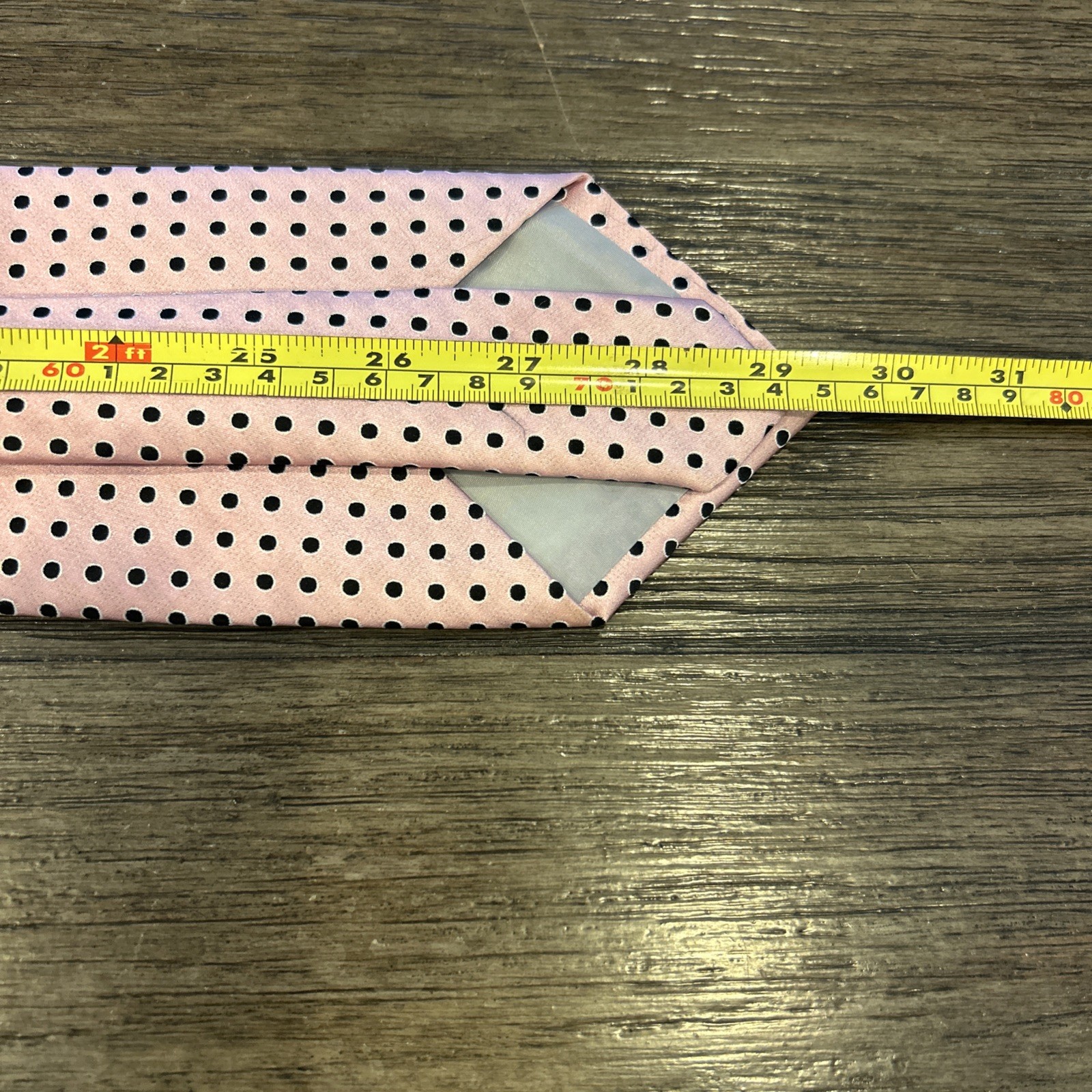 Men's Neck Tie Antonio Ricci Pink with Blue Polka Dot Pattern Hand Made