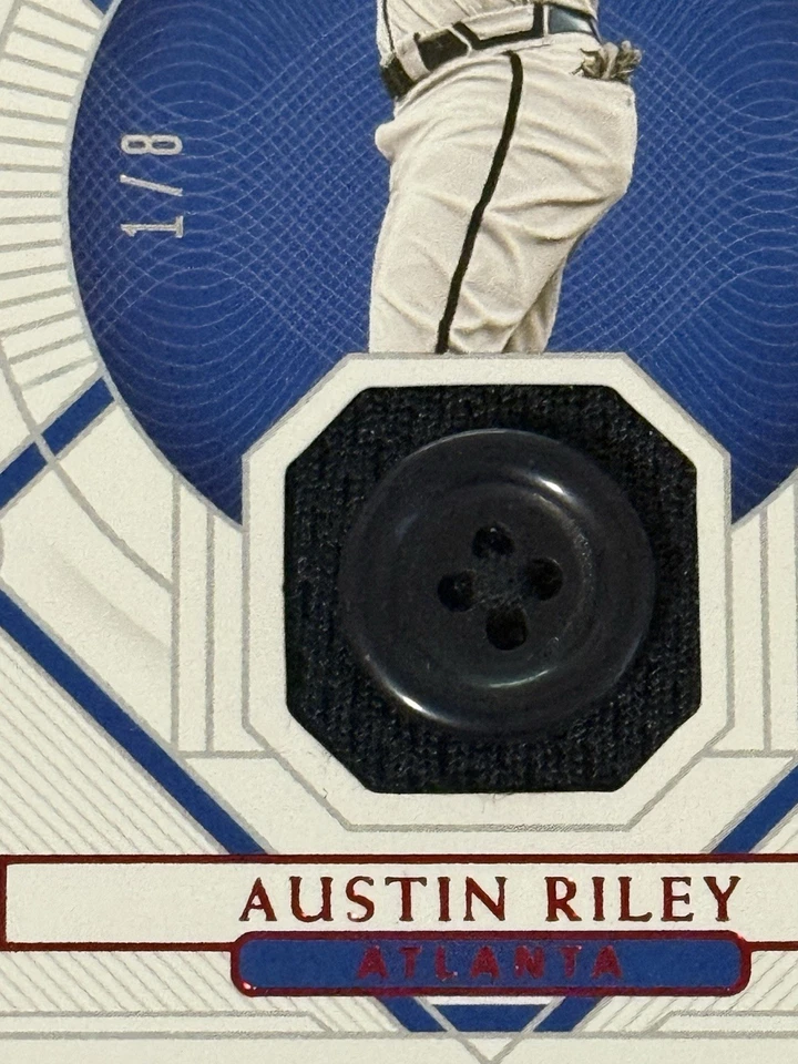 2021 Panini National Treasures Austin Riley /8 Jersey Button #86 Atlanta Braves - Image 2 of 3