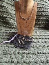 925 Sterling Silver Peridot Jewellery Set Including Necklace, Bangle & Earrings