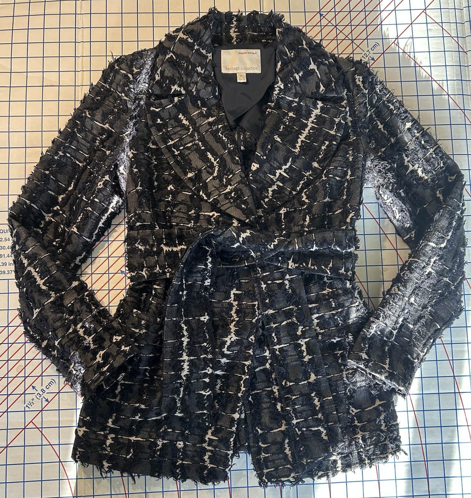 Banana Republic Heritage Collection Size 0 Textured Navy Jacket Blazer image 3