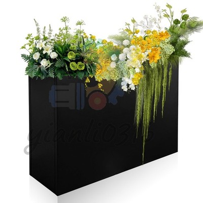 1x Metal Planter Box with Removable Insert Shelf 12*36*26in Black Steel Planter