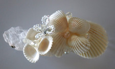 SEA SHELL BEAD SEA GLASS HAIR CLIP BARRETTE HAND MADE 4" NEUTRAL COLORS