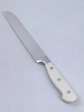 CAROTE 8" BREAD Knife, HIGH-CARBON Steel Blade, Triple-Riveted CREAM Handle
