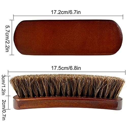 2PC Horsehair Shoe Brush German Horse Hair Detail Brush Set For Boots