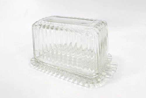 VTG Clear Glass Butter Cheese dish cover 7" rectangular Anchor Hocking Fire King