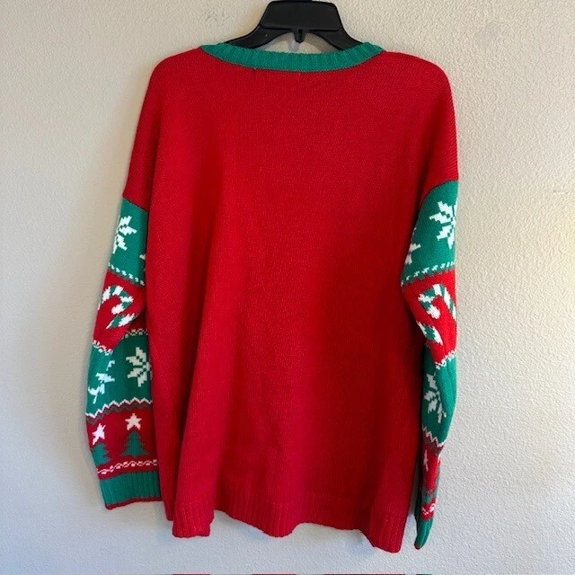 Ugly Christmas Holiday Sweater Women's Red Llama Long Sleeve Acrylic XL