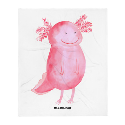 Babydecke Axolotl glücklich - Geschenk Lurch lebensfroh Babyecke Kuscheldecke