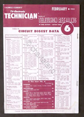 Caldwell-Clement's TV-Elektroniker Fernsehschaltung Digest Daten 1953