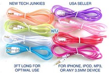 NTJ FLAT TUBE 3.5mm stereo audio aux auxiliary cable for ipod iphone 4 5S 6 plus
