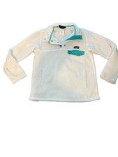 Patagonia Retro-X Deep Pile Sherpa Fleece Jacket Cream Teal Youth Size M 10 