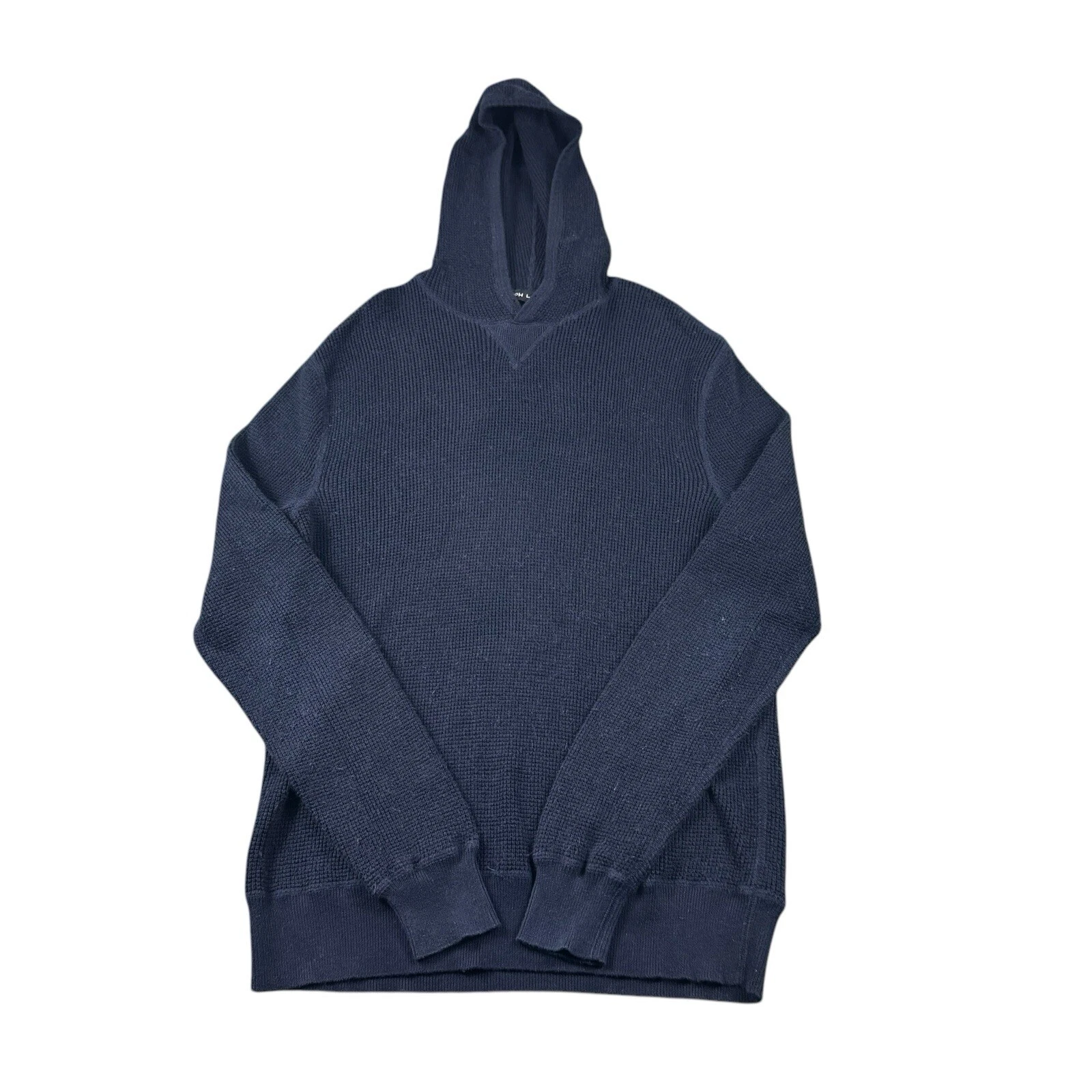 Ralph Lauren Black Label Blue Cotton Thermal Knit Hoodie Size Large