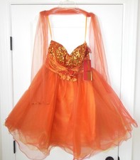 May Queen Couture new Special Occasion Dress sz 8 Sequins Tulle Orange NWT Party