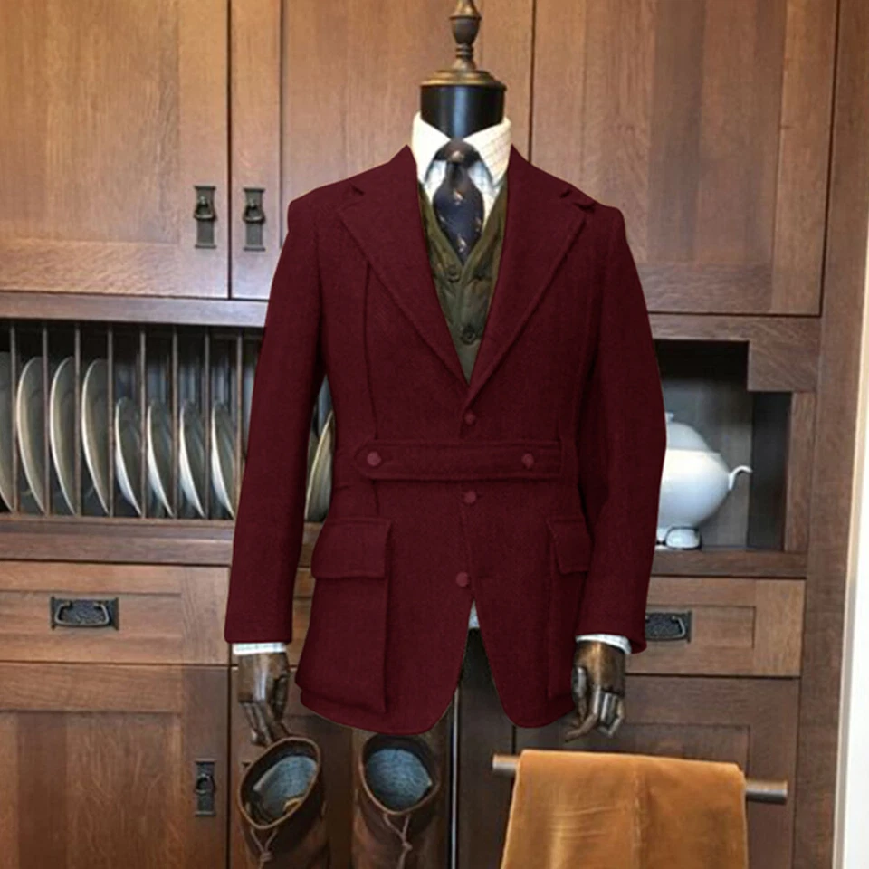 De colección Tweed Hombres Trajes Abrigo de Caza Británico Negocios Informal Fiesta Ropa Blazers Foto 4 de 4