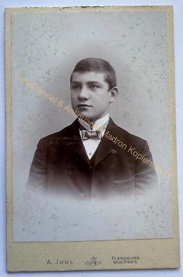 orig. KAB cabinet photo photograph picture old fashion around 1890 young man Flensburg