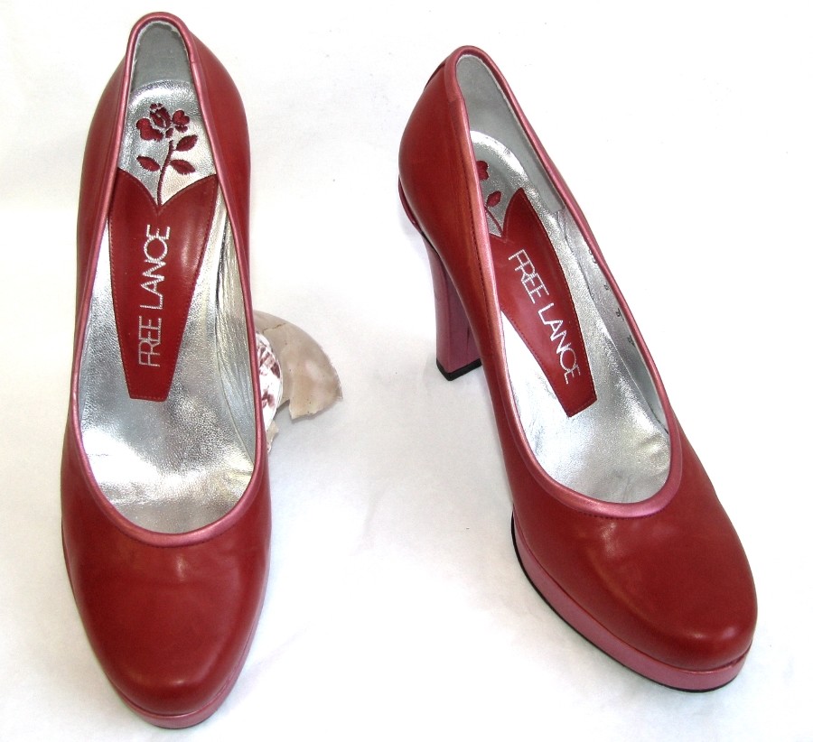 FREE LANCE Red & Pink Leather Heels 11.5cm Size 39 Great Condition
