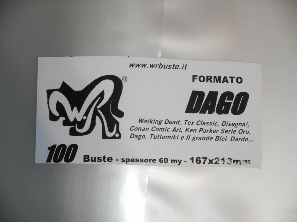 100 BUSTE WR "DAGO" 167x213 mm x Walking Dead Tex Classici Conan Ken Parker oro