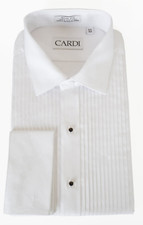 Cardi Charles White Laydown Collar 100 Cotton French Cuff Tuxedo Shirt