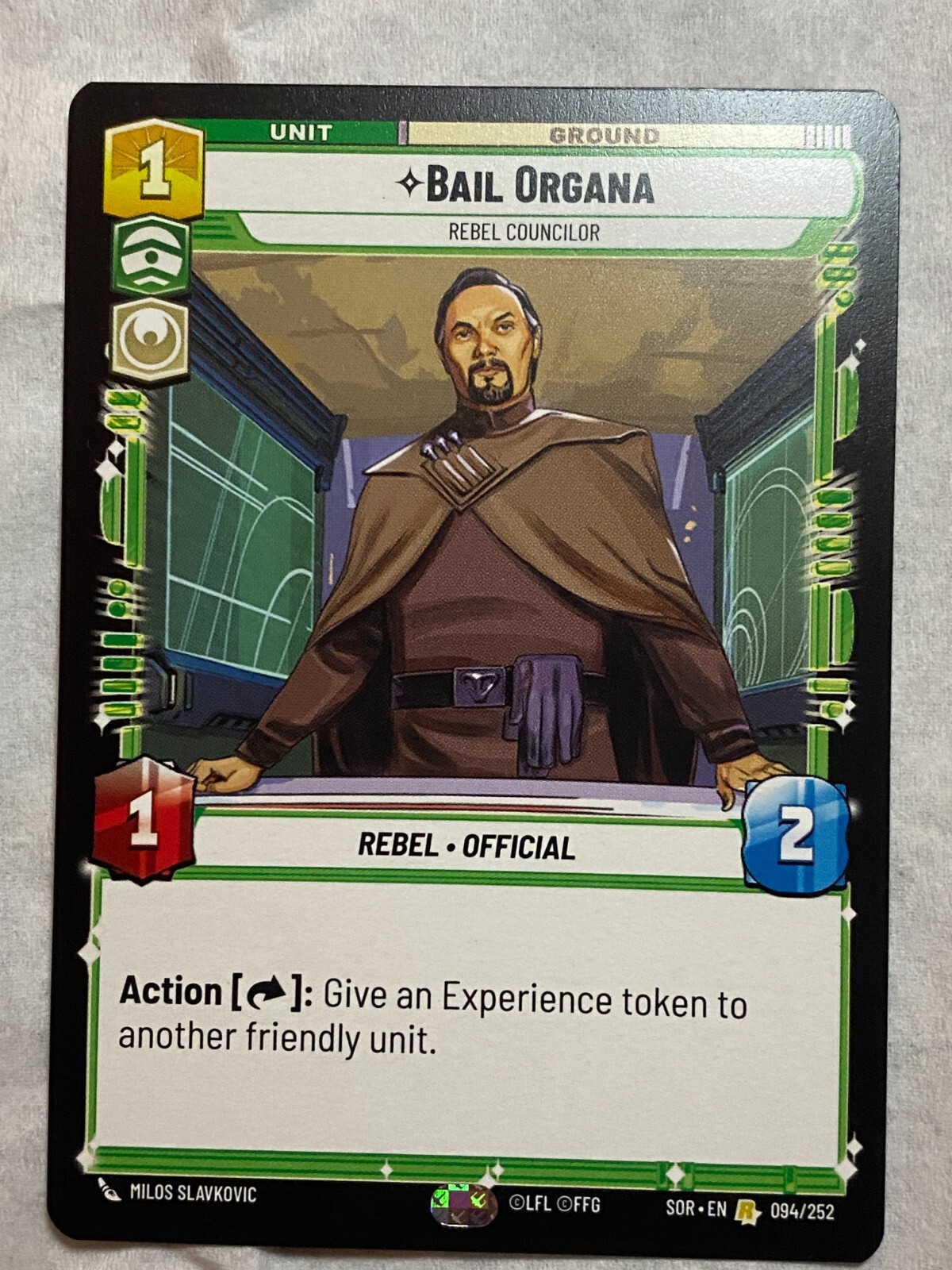 STAR WARS UNLIMITED TCG SoR BAIL ORGANA Rare Card NM