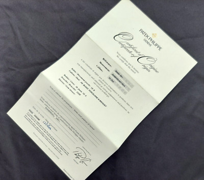 Patek Philippe 4860J-001 Calatrava Certificate Of Origin Warranty Guarantee 2000