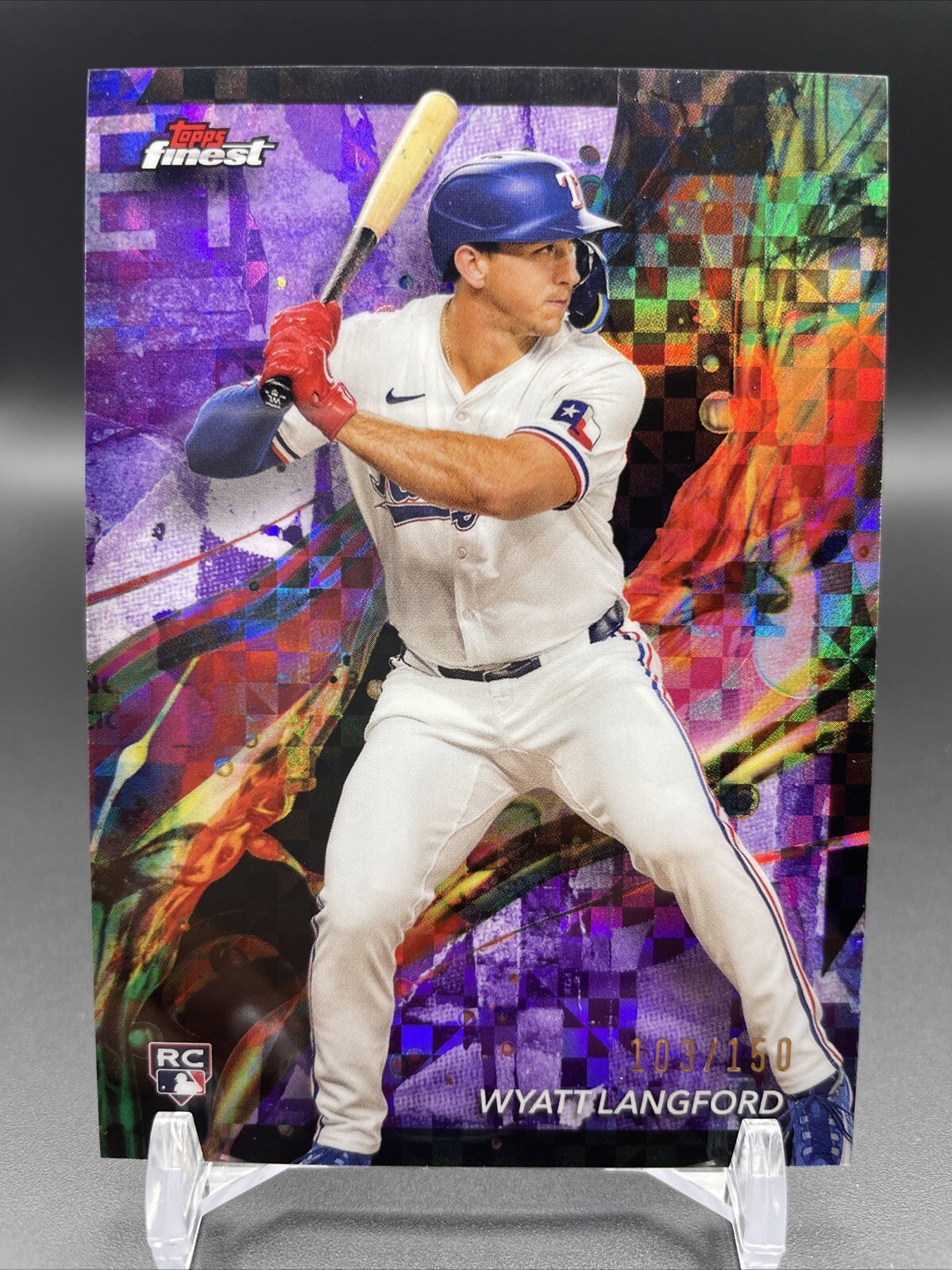 WYATT LANGFORD - 2024 Topps Finest Purple Checkerboard Refractor RC #97 TX /150