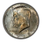 1968-D 50c Kennedy Half Dollar - Pastel End Roll Toning - BU - SKU-H3187