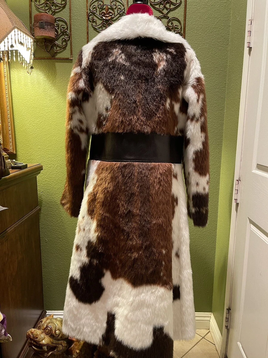 100% Authentic GUCCI Runway Cow Faux Fur Coat $7995+Tax Size: 44