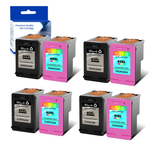 Black Colour Ink Cartridge 65XL 65 XL 63XL 63 XL 62XL 62 XL 61XL 61 XL for HP - Picture 1 of 20