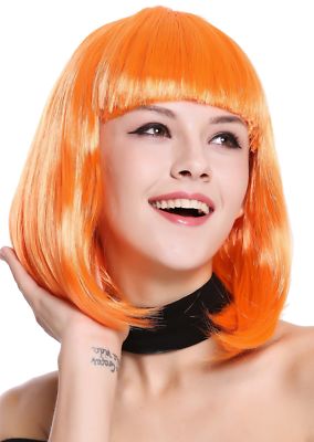 Perücke Damenperücke Karneval Longbob Bob schulterlang glatt Pony Orange 0073-3