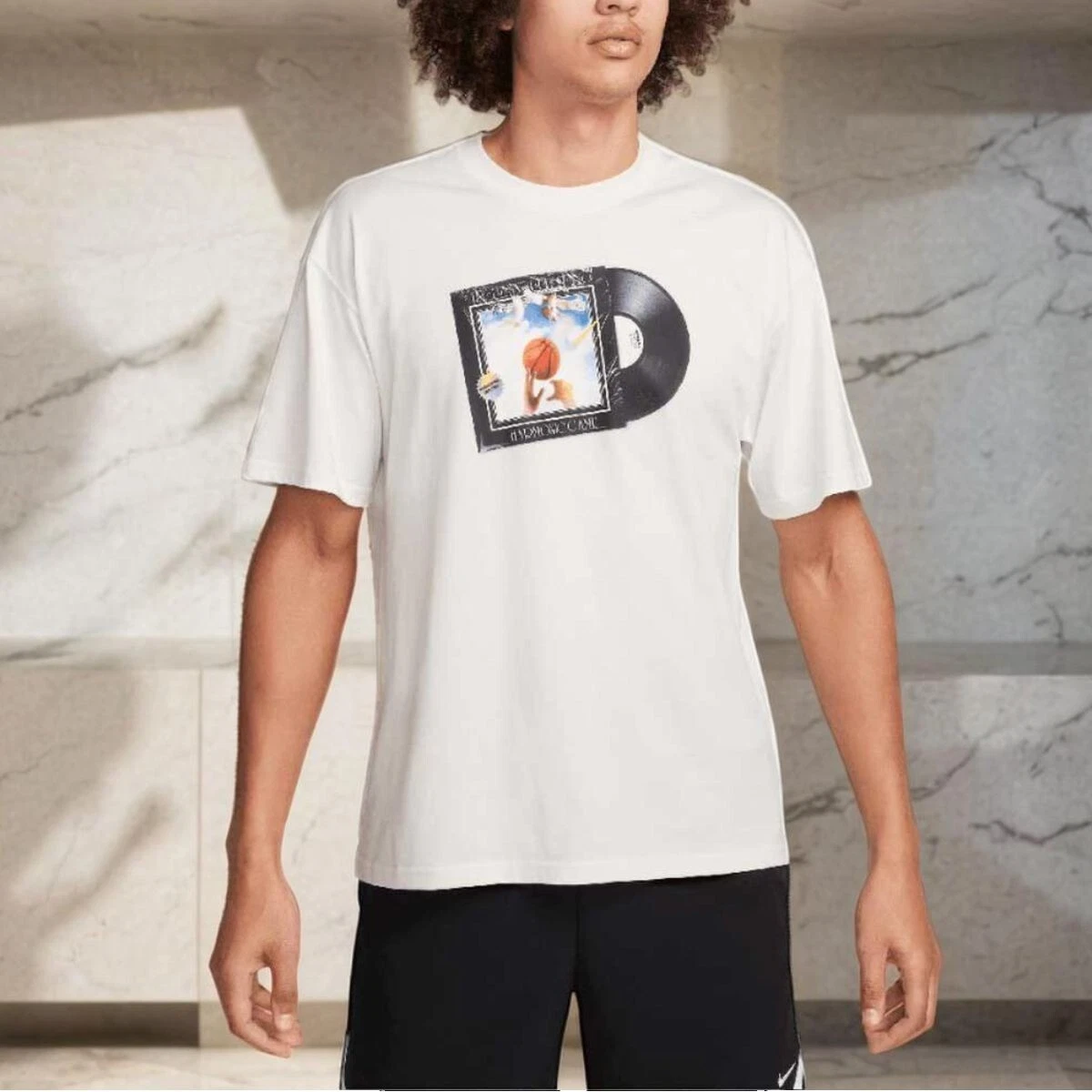 Nike Men's White Short Sleeve Vinyl Soul Max 90 Basketball T Shirt Top NWT