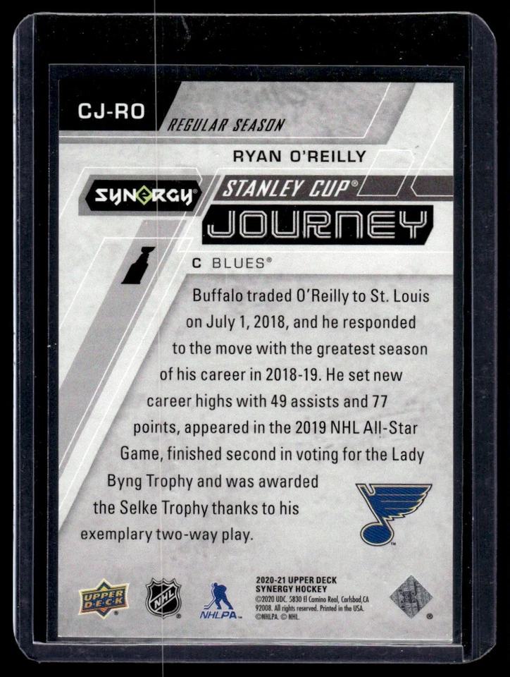 2020-21 Upper Deck Synergy Stanley Cup Journey Ryan O'Reilly /999 #CJ-RO St. - Image 2 of 2