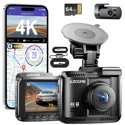 AZDOME 4K Dashcam WiFi6 GPS Autokamera 4K+1080P Parkmonitor ADAS&Hardware-Kit