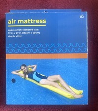 NIB Inflatable Floating Pool Air Mattress, Blue 72x27 Sturdy Vinyl