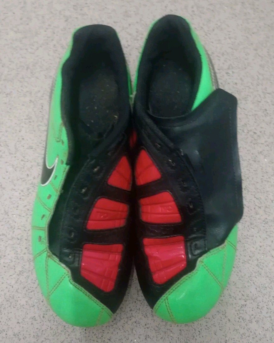 NIKE T90 LASER III FOOTBALL BOOTS ELECTRIC GREEN RED SIZE UK