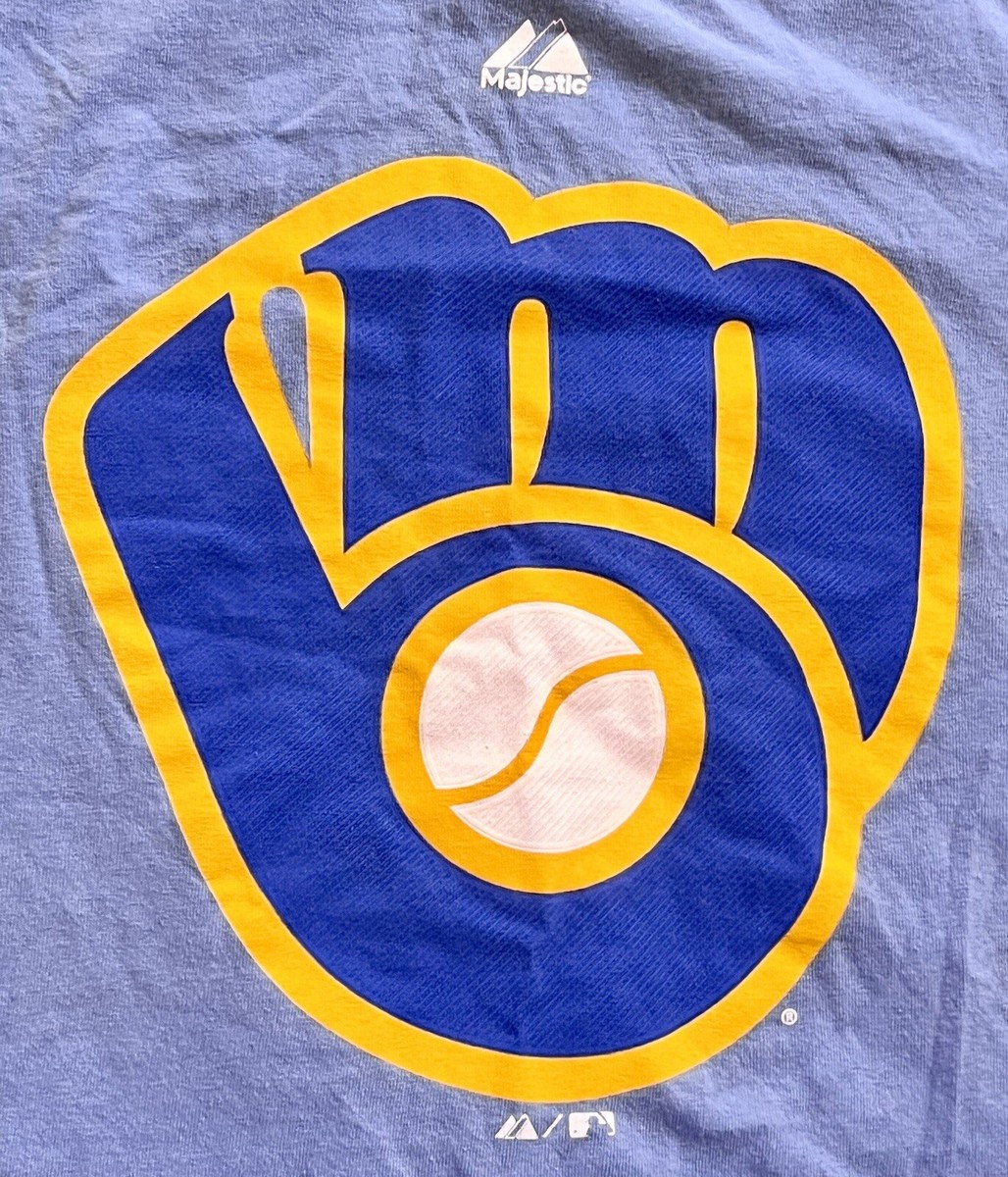 Milwaukee Brewers — Vintage Logo Majestic T-Shirt — Size Men's