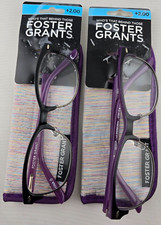 Foster Grant WHO Cleo Purple Women Reading READERS Glasses 2.00 2 pc