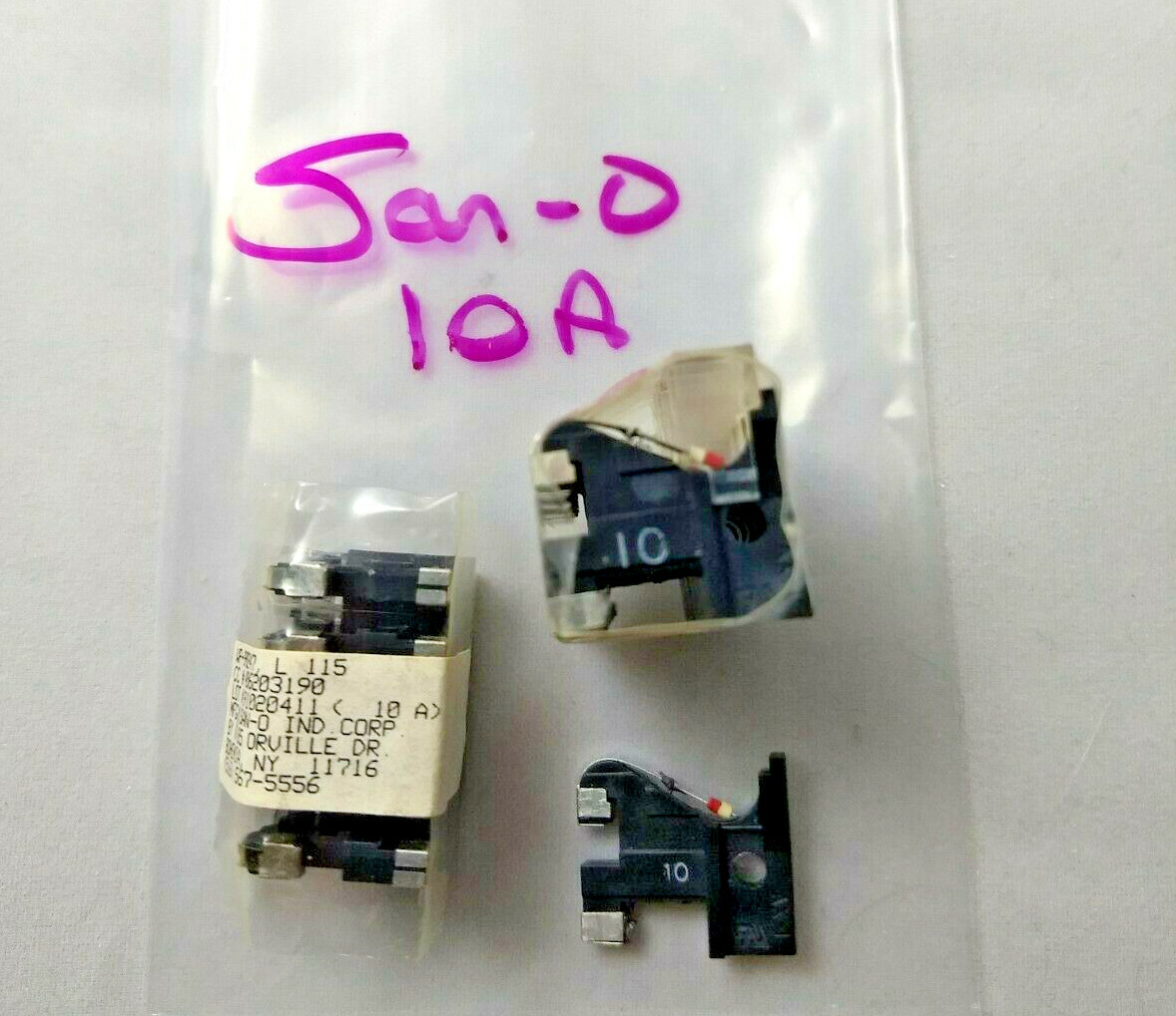 Qty 10-SAN-O, 10A Alarm Indicating Fast Acting Flag Fuses