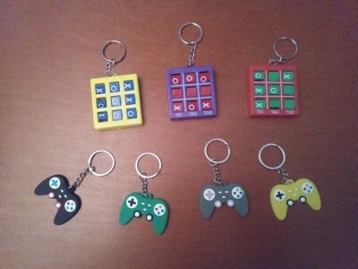 Childern's Key Chain Lot-1, 7 Key Chains Tick Tack Toe, video game controlers