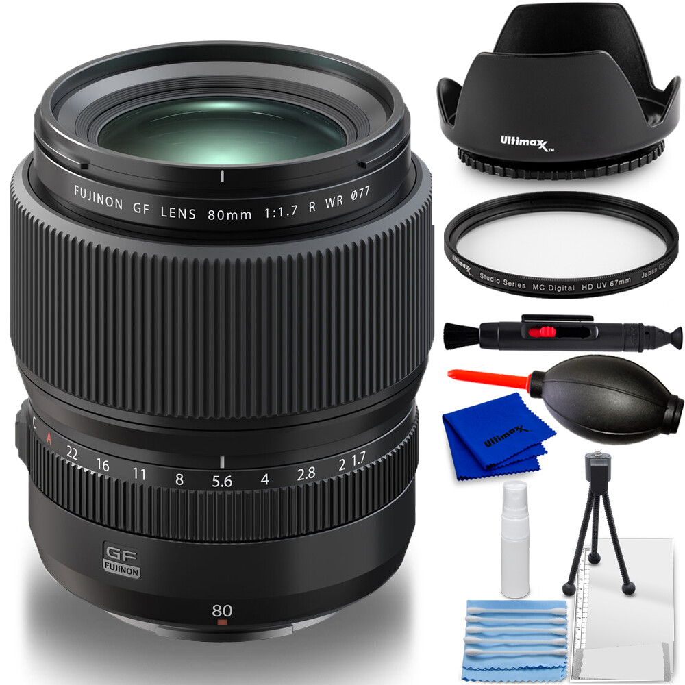 FUJIFILM GF 80mm R WR Lens 600022103 7PC Accessory Bundle