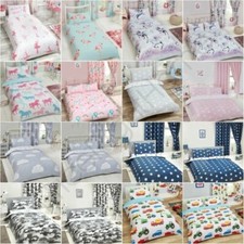KIDS GIRLS BOYS MATCHING DUVET COVER SETS - SINGLE, DOUBLE, JUNIOR CURTAINS