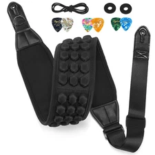 POGOLAB 3.5" Wide Guitar Strap 47"-55" Air Cell Cushions Soft Guitar Bass Strap