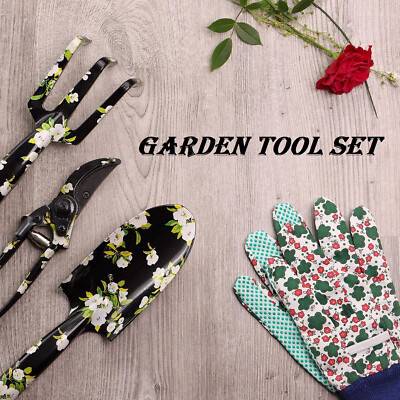 4-teiliges Aluminium Garten Blumen Werkzeug Set mit mehrfarbigem Druck - Bestes Gartengeschenk 
