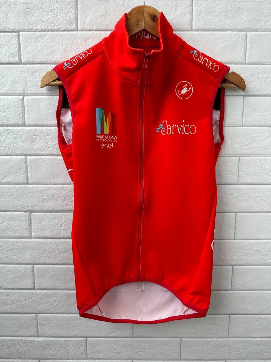 Maillot Cycliste Castelli Rouge – Taille S – Polyester Manches Courtes Quart Zip – Occasion
