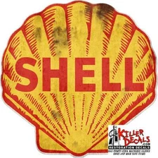 (shell #3R) 12" SHELL RUSTY gasoline pump LUBSTER DECAL GAS OIL STICKER