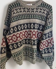 Vintage Windridge Mervyns Sweater Mens Medium Cosby Brown Green Red USA Made