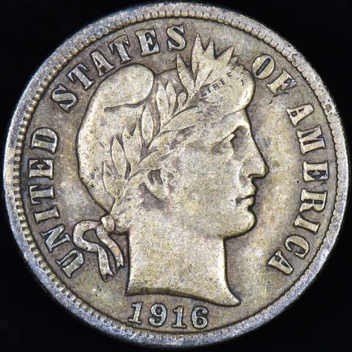 1916-P BARBER DIME ✪ VF VERY FINE ✪ 10C SILVER COIN SCARCE R ◢TRUSTED◣