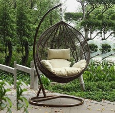 Rattan Hanging Swing Chair Hammocks Swing Egg Chair with Comfortable Cushions