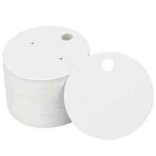 100Pcs Earring Cards, 2In White Round Earring Display Holder Cards, Blank Kra...
